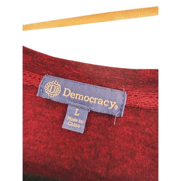 Democracy Blouson Puff Sleeve Maroon Garnet Blouse Large Boho Holiday Casual - Picture 5 of 6